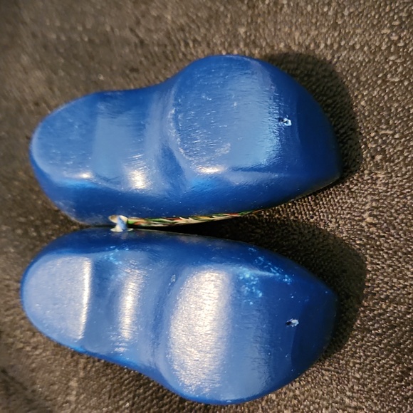 VINTAGE MINI DUTCH BLUE HAND PAINTED WINDMILL WOODEN CLOGS.HOLLAND - Picture 3 of 6